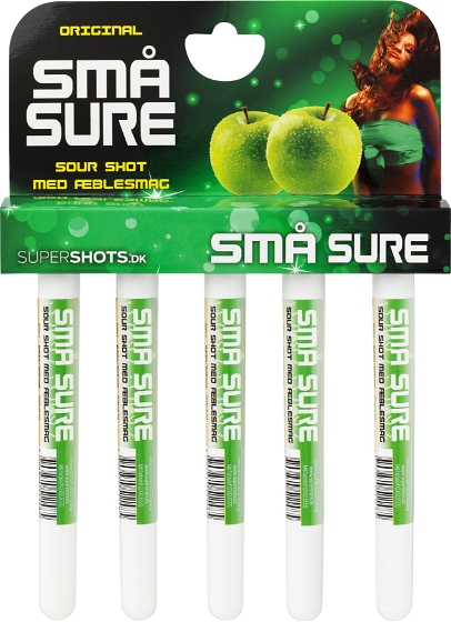 SMÅ SURE Sour Æble Shots Rør 16,4% 5x2 cl.