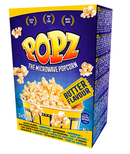 Popz Extra Butter Flavour Popcorn 3 poser