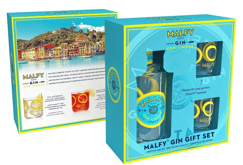 Malfy Gin Con Limone 41% 70 cl. (Gaveæske m/2 glas)