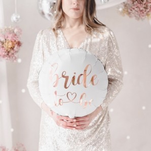Hvid "Bride to be" Folieballon 35 cm. 1 stk.