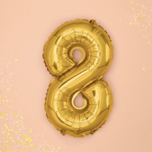 Guld "8" Ballon 35 cm. 1 stk.