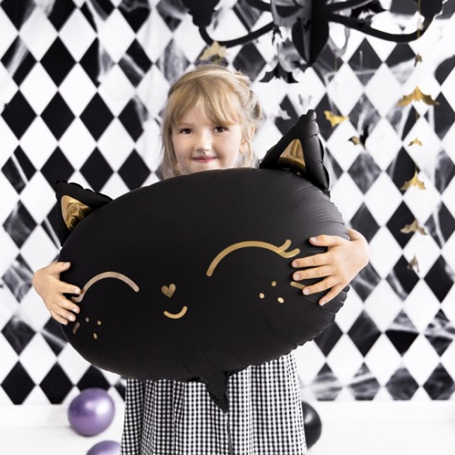 Sort Kattehoved Folieballon 48x36 cm. 1 stk.