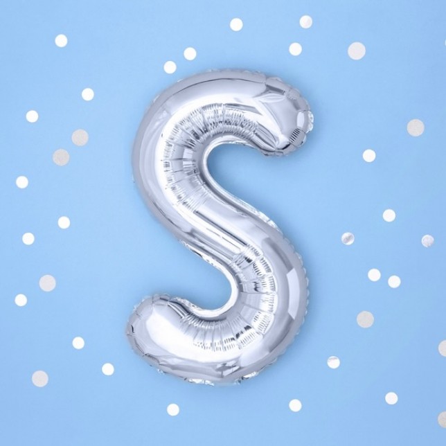 Sølv "S" Ballon 35 cm. 1 stk.