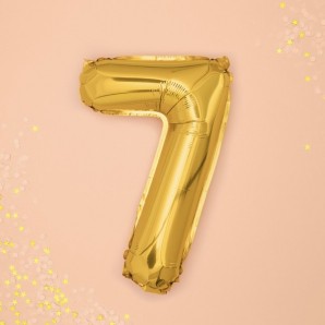 Guld "7" Ballon 35 cm. 1 stk.
