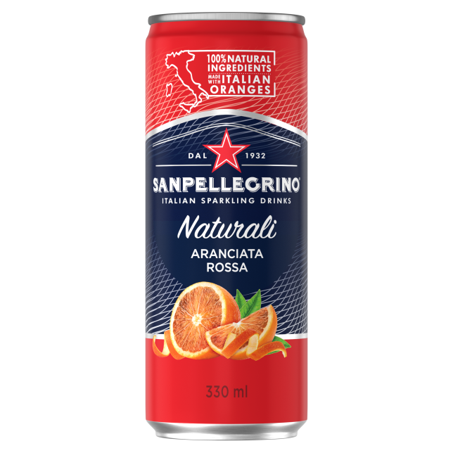 San Pellegrino Aranciata Rossa Blodappelsin 24x33 cl. (dåse)