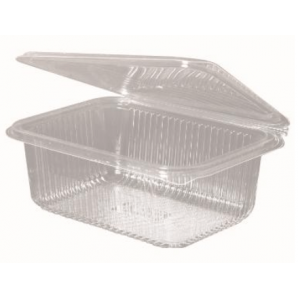 Plastbæger Firkantet m/hængslet låg 750 ml. 97x165x55 mm. 100 stk.