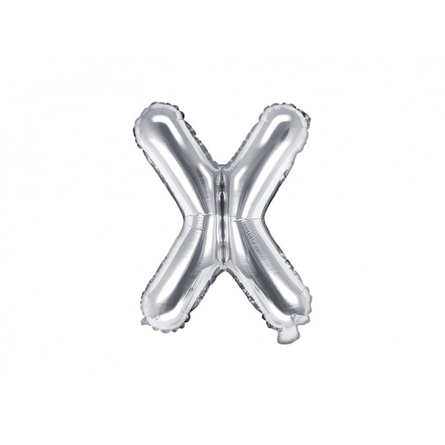Sølv "X" Ballon 35 cm. 1 stk.