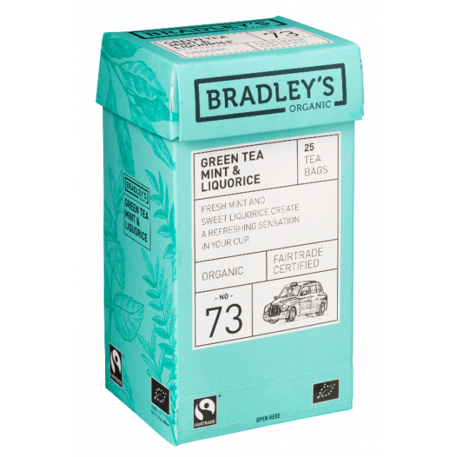 Bradley's Green Tea Mint & Liquorice ØKO 25 stk. (tebreve)