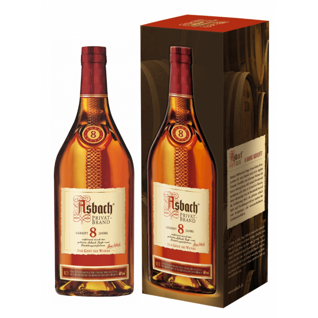 Asbach 8 års Brandy 38% 70 cl. (Gaveæske)