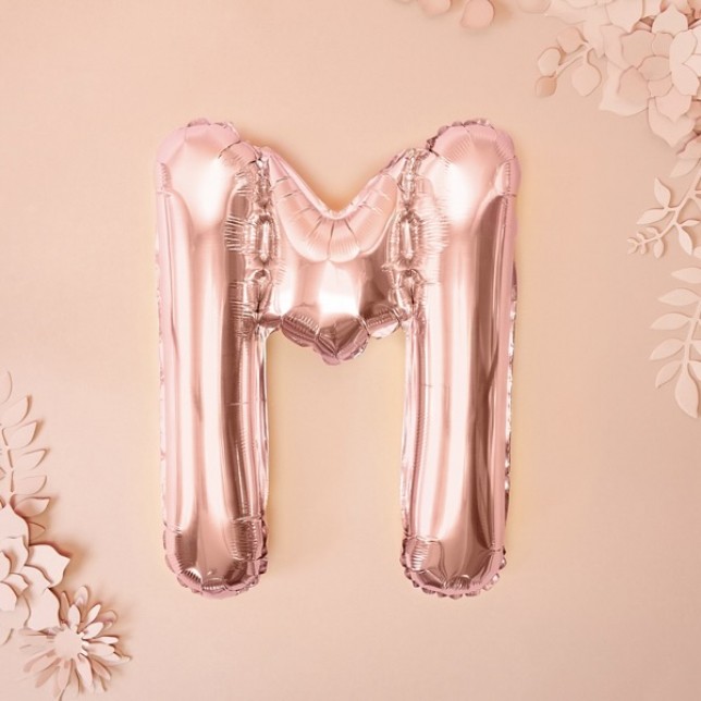 Rosaguld "M" Ballon 35 cm. 1 stk.