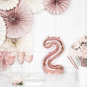 Rosaguld "2" Ballon 35 cm. 1 stk.