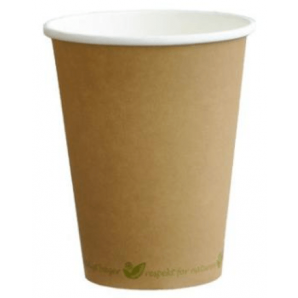 Kaffebæger Pap/PLA Catersource Brun m/grøn bundtekst 30 cl. Ø9 cm. 50 stk.